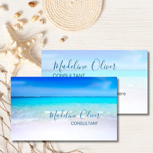 Ocean Beach Sea Travel Aqua Blue Snyggt Visitkort