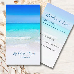 Ocean Beach Sea Travel Spa Aqua Blue Snyggt Visitkort