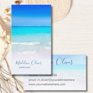 Ocean Beach Sea Travel Spa Aqua Blue Snyggt Visitkort