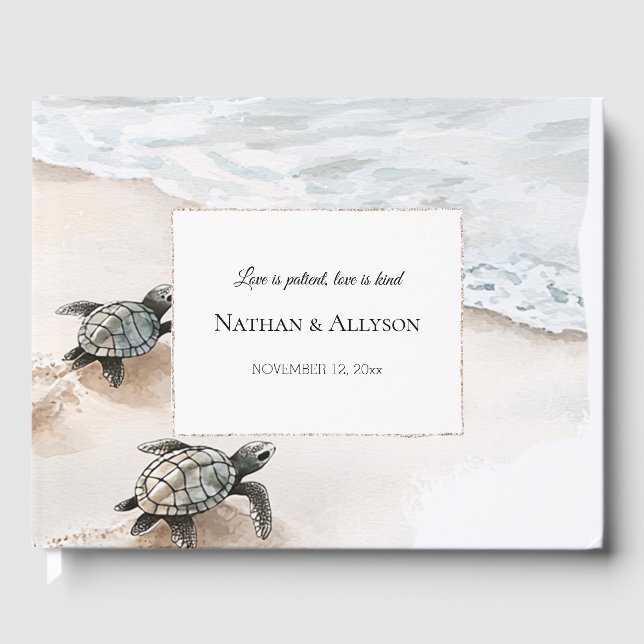 Ocean Beach Sea Turtles Bröllop Gästböcker (Framsida)