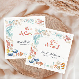 Ocean Beach She Is a Catch Bridal Shower Cocktail Pappersservett