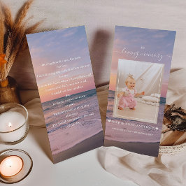 Ocean Beach Sunset Girl Photo Funeral Prayer Visitkort