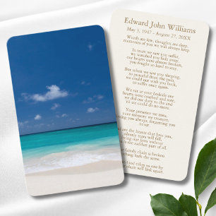 Ocean Beach Sympathy Funeral Memorial Card Visitkort