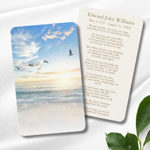 Ocean Beach Sympathy Funeral Memorial Card Visitkort