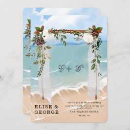 Ocean Beach Tropical Blommigt Canopy Unik Bröllop Inbjudningar