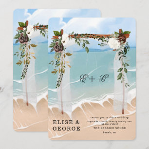 Ocean Beach Tropical Blommigt Canopy Unik Bröllop Inbjudningar