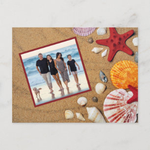 Ocean Beach Vacation Starfish Seashells Foto Vykort