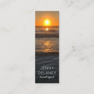 Ocean Beach Vågar Sunset Nature Photo Travel Mini Visitkort