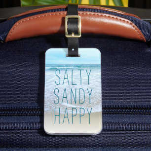 Ocean Beach Vågar Travel Photo Salty Sandy Lycklig Bagagebricka