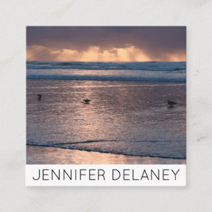 Ocean Beach Vinkarare Birds Sunset Nature Photo Tr Fyrkantigt Visitkort