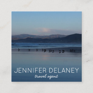 Ocean Beach Vinkarare Birds Sunset Nature Photo Tr Fyrkantigt Visitkort