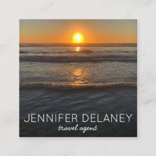 Ocean Beach Vinkarare Sunset Nature Photo Travel Fyrkantigt Visitkort