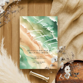 Ocean Beach Watercolor, Elegant, sommar Spara Datumet