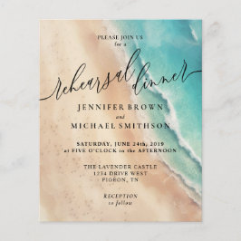 Ocean Beach Watercolor Sommar Middag Flygblad