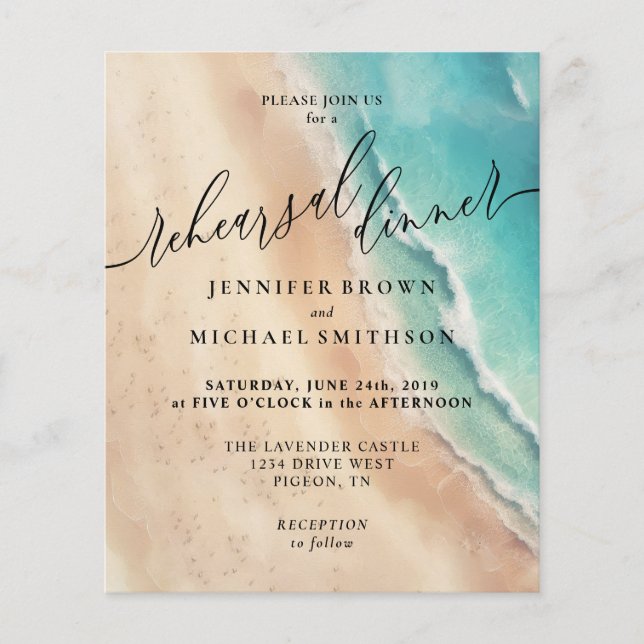 Ocean Beach Watercolor Sommar Middag Flygblad (Framsidan)