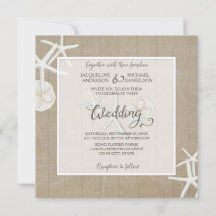 Ocean Beach Wedding Starfish Wood Damask Rustic