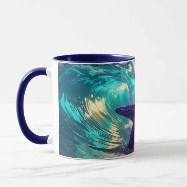 Ocean Beach With Violet Starfish Mugg (Vänster)
