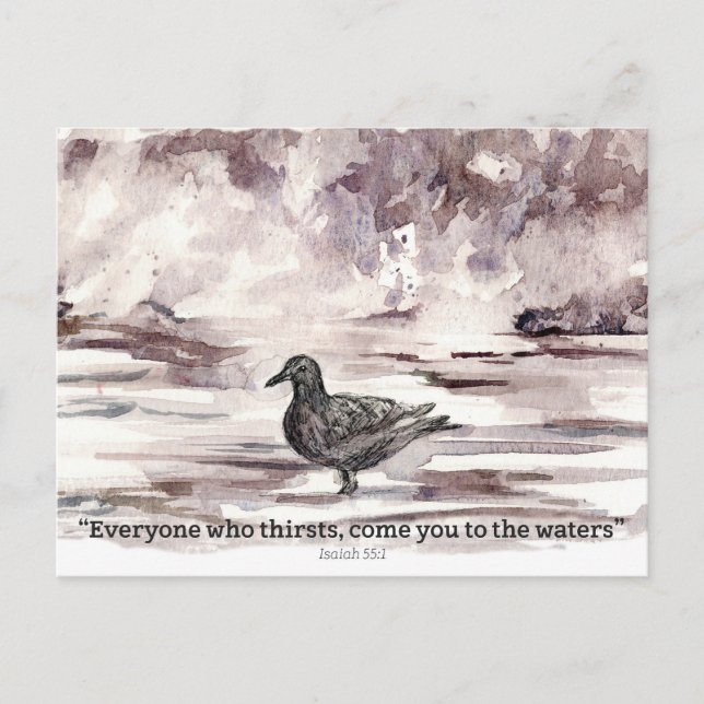 Ocean Bird Scripture Isaiah 55 1 Prayer Card  Vykort (Framsida)