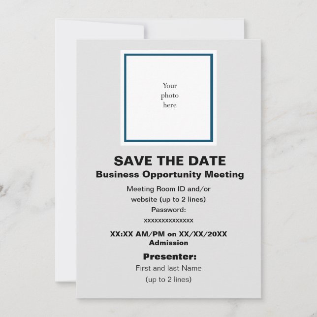 Ocean Bl. och Lt. Grått Virtuella Buss. Opp. Mtng. Spara Datumet (Framsida)