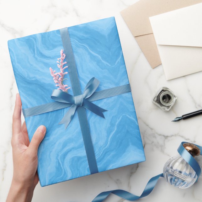Ocean Blå Marmor Presentpapper (Gifting)