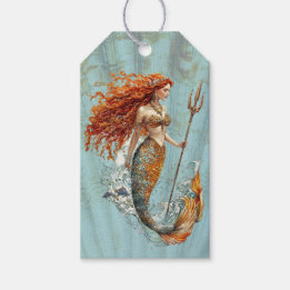 Ocean Blå Vintage Havfrue Gåvomer etikett