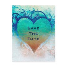 Ocean Blått Hjärta Grunge Strand Tropisk