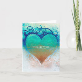 Ocean Blått Hjärta Grunge Strand Tropisk Tack Kort