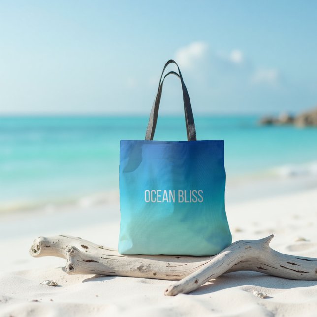 Ocean Bliss - Modern blå övertoning Tygkasse (Ocean Bliss Gradient Tote. Blue and seafoam calm for your everyday style.)