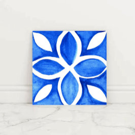 Ocean Bloom Portuguese Minimal Blue and White  Kakelplatta