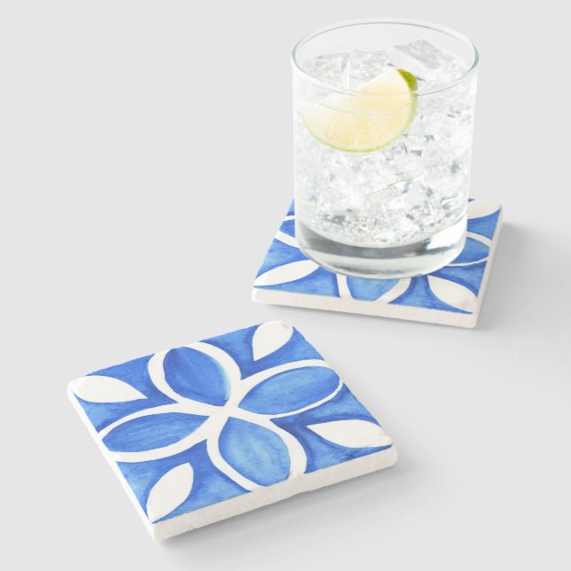 Ocean Bloom Portuguese Minimal Blue and White  Stenunderlägg (Sidan)