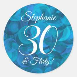 Ocean Blue 30 och Flirty Birthday Favor Runt Klistermärke