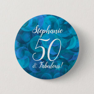 Ocean Blue 50 och Fabulous Födelsedagsfest Button Knapp