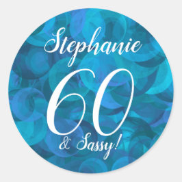 Ocean Blue 60 och Sassy Birthday Favor Runt Klistermärke