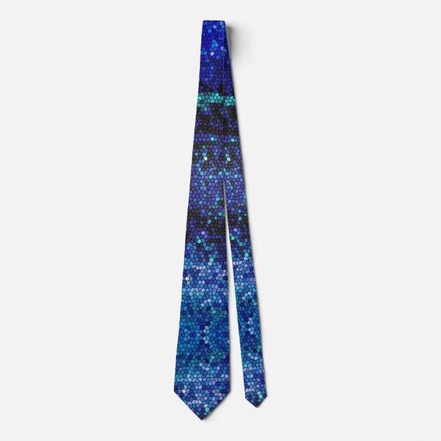 Ocean Blue Abstrakt Mosaic Manar Neck Tie Slips (Framsida)