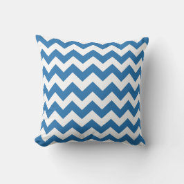Ocean Blue and White Chevron Zig Zag Pillow Kudde