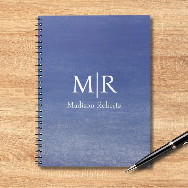 Ocean Blue Anpassningsbar Monogram Namn Anteckningsbok (Skapare uppladdad)