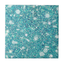 Ocean Blue Aqua Färg Faux Glitter Solid