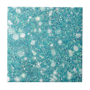 Ocean Blue Aqua Färg Faux Glitter Solid Kakelplatta