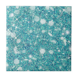 Ocean Blue Aqua Färg Faux Glitter Solid Kakelplatta