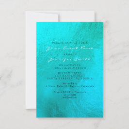Ocean Blue Aqua Pearl White Metallic Beach Inbjudningar