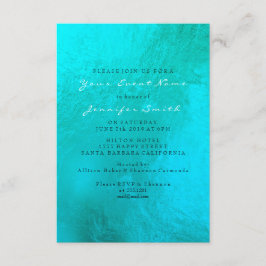 Ocean Blue Aqua Pearl White Metallic Beach Inbjudningar