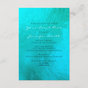 Ocean Blue Aqua Pearl White Metallic Beach Inbjudningar