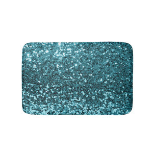 Ocean Blue Aqua Teal Glitter Sequin Turquin Badrumsmatta