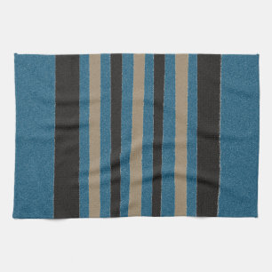 Ocean Blue Beige Sand Brown Black Rand Kökshandduk