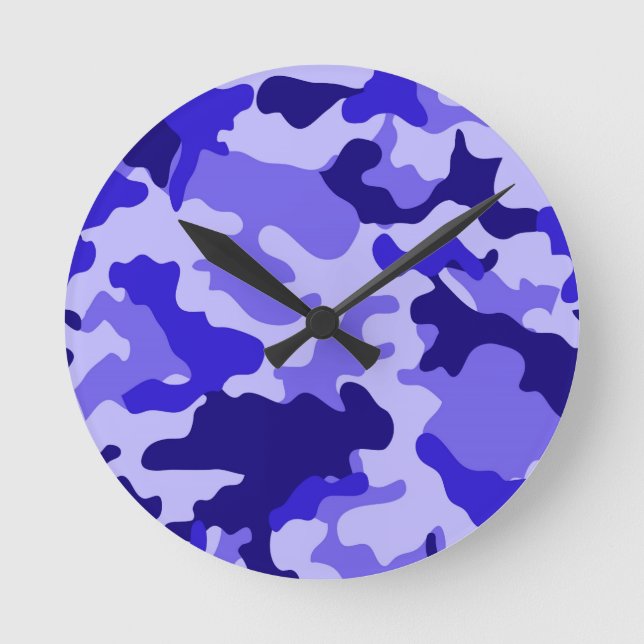 Ocean Blue Camo Wall Clock. Rund Klocka (Framsida)
