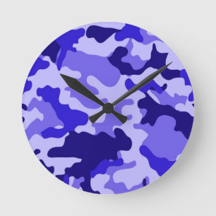 Ocean Blue Camo Wall Clock. Rund Klocka