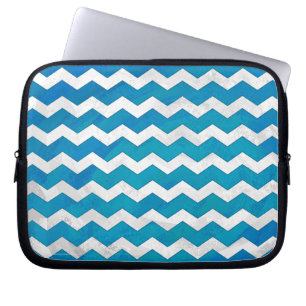 Ocean Blue Chevron Mönster Laptop Fodral