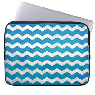 Ocean Blue Chevron Mönster Laptop Sleeve