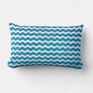 Ocean Blue Chevron Mönster Lumbarkudde