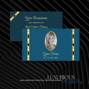 Ocean Blue-Chic med Photo Guld Decor-Professionell Visitkort